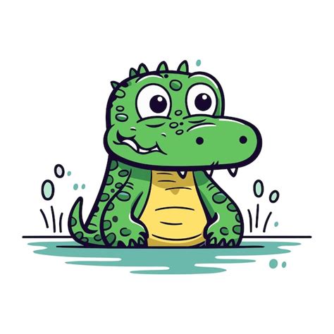 Premium Vector Crocodile Vector Illustration Cute Cartoon Crocodile