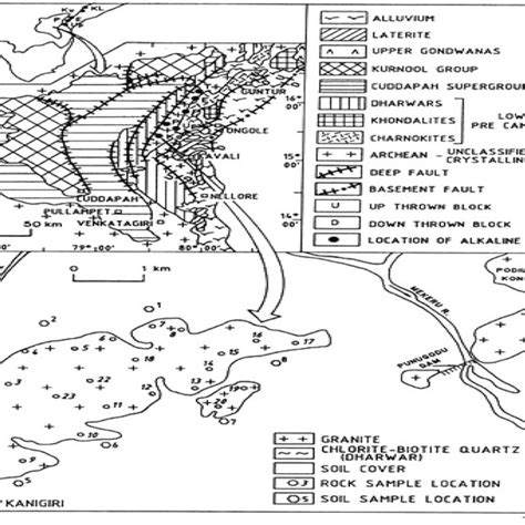 Geological map of the 'Kanigiri Granitoid' inside the Prakasam district ...