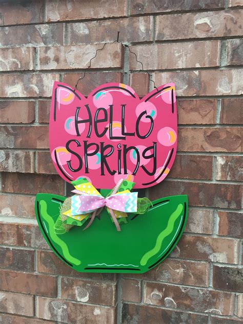 Spring Door Hanger Flower Door Hanger Tulip Door Hanger Spring