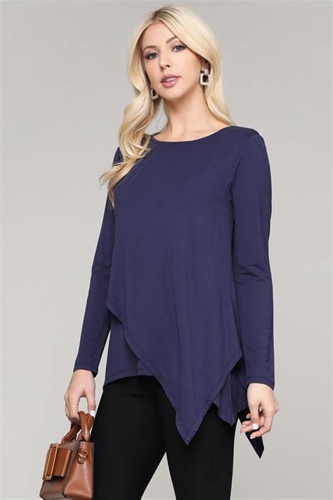 Women S Long Sleeve Asymmetrical Hem Tunic Top Wholesale Yelete