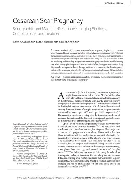 Pdf Cesarean Scar Pregnancy Sonographic And Magnetic Resonance