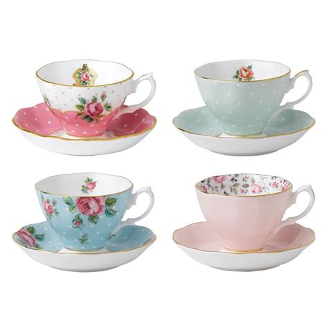 Tea Party Vintage Mix Set of 4 Teacups & Saucers - Royal Albert® Australia