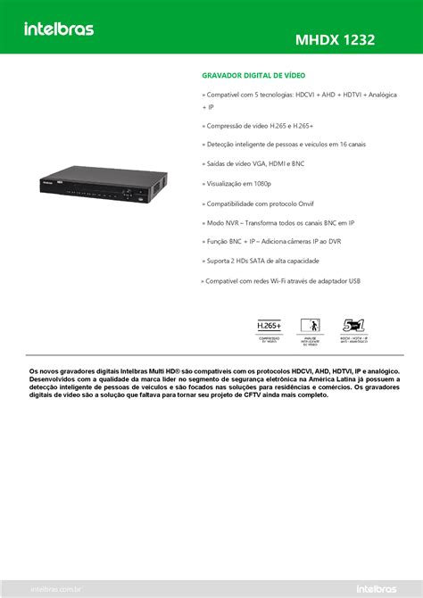 Gravador Digital De V Deo Mhdx C Hd Tb Intelbras