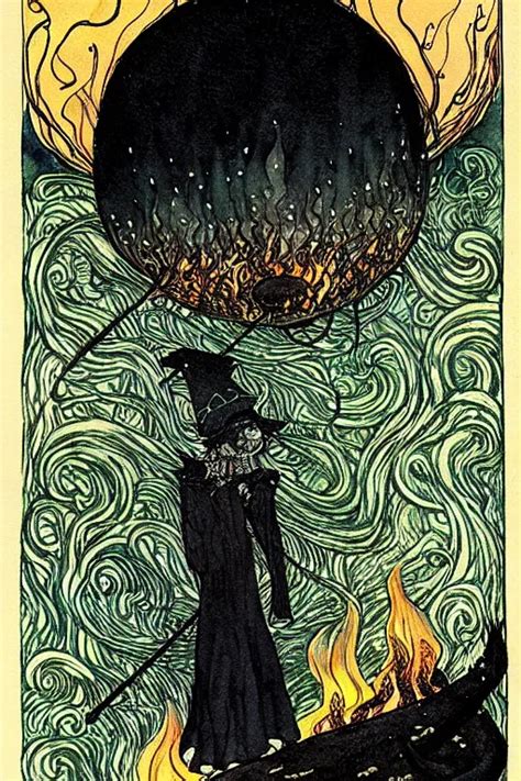 A Black Witch S Cauldron Over A Burning Fire Against A Stable