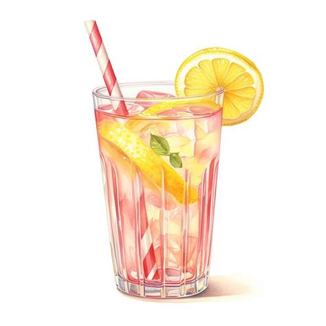 20 Refreshing Pink Lemonade Watercolor Clipart Summertime Feel Digital