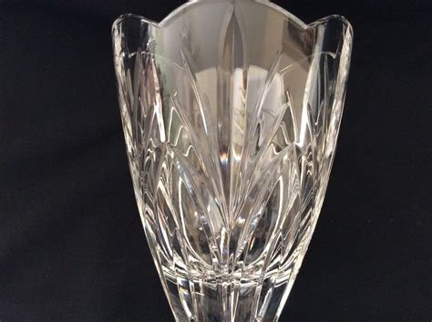 Mib Waterford Marquis Crystal Canterbury Footed Vase Scalloped Rim