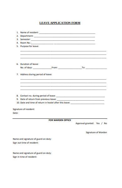 Free 50 Leave Application Forms In Pdf Ms Word Excel