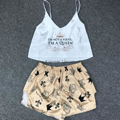 Pyjama Lingerie Sexy en Satin pour femmes Camisole col en v pyjama vêtements de nuit