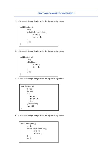 Pr Ctico De An Lisis De Algoritmos Prctico De Anlisis De Algoritmos