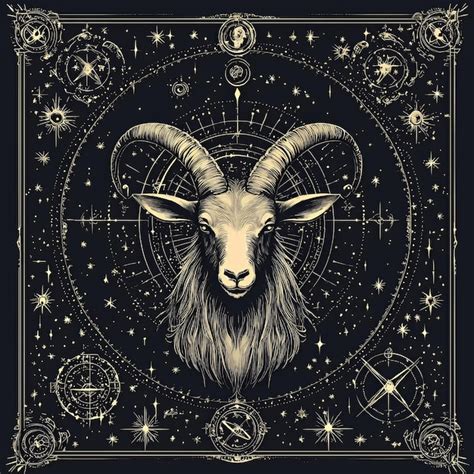 Signo Del Zodiaco Capricornio Con Fondo Celestial Imagen Premium