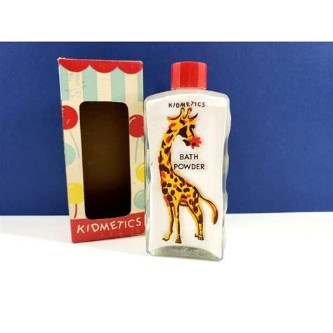 Vintage Kidmetics Bath Powder Glass Bottle Giraffe W Box Advertising ...