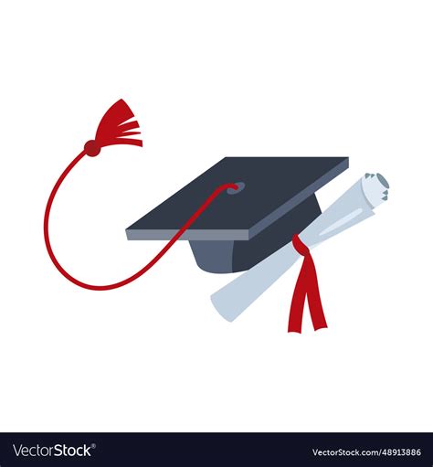 Graduation diploma roll and hat Royalty Free Vector Image