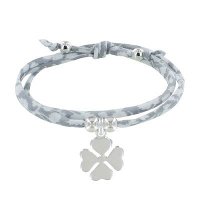 Bracelet Double Tour Lien Liberty et Trèfle Argent Classics Gris