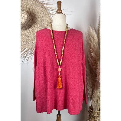 Pull Uni Col Rond Piment Rouge Grande Taille PASSION BOHEME