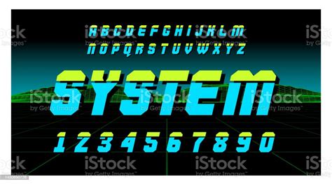 80s Retro Futurism Style Font Vector Brush Stroke Alphabet Retro Futurism Old Vhs Style System