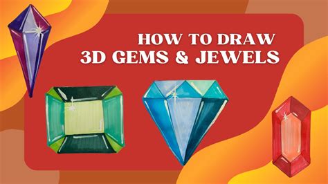 How To Draw A 3d Gems And Jewels Youtube