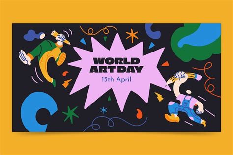 Premium Vector Flat Horizontal Banner Template For World Art Day