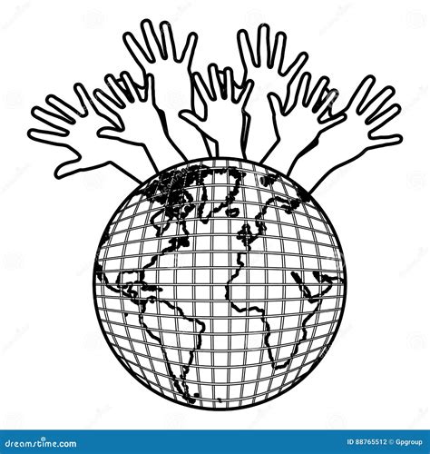 Earth Planet Connection Hands Up Stock Illustration Illustration Of