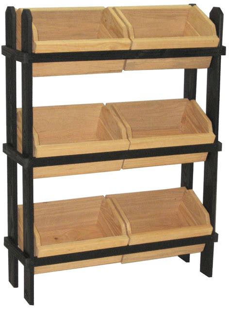 Tiered Crate Display Removable Oak Stain Compartments