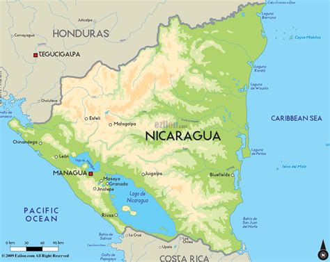 Road Map of Nicaragua and Nicaragua Road Maps