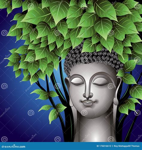 Gautama Buddha Meditating Under the Bodhi Tree Stock Vector ...