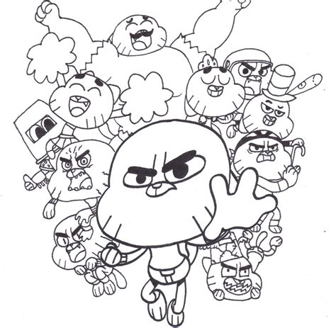 Desenho De Gumball E Todos Seus Amigos Para Colorir Tudodesenhos Porn