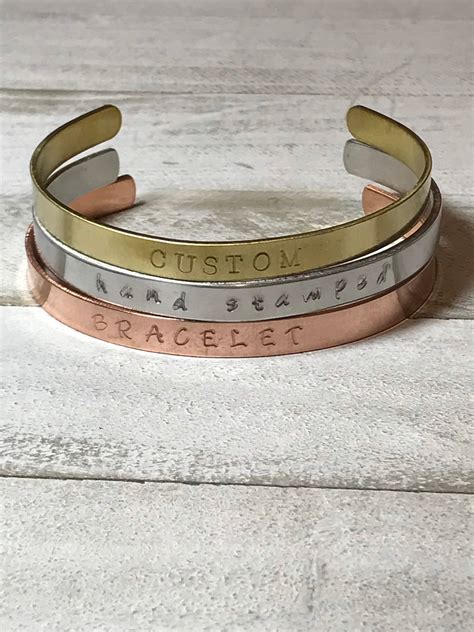 Custom Metal Stamped Cuff Bracelet Aluminum Bracelet Etsy