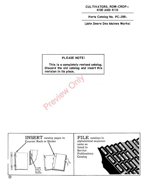 John Deere 4100 4110 Row Crop Cultivator Parts Catalog Pc288 01oct63