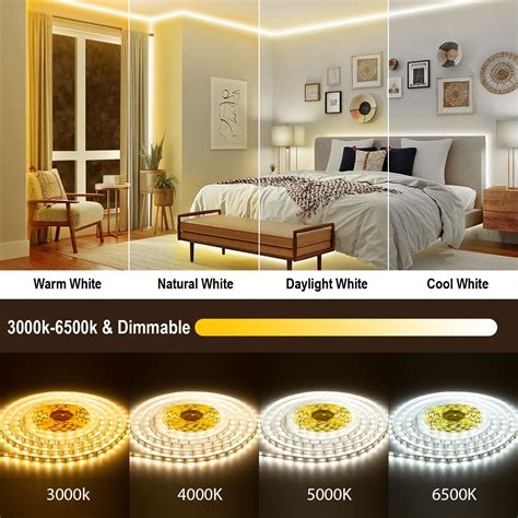 Snapklik.com : TENDIST 23FT White LED Strip Lights 3000K-6500K, Light ...