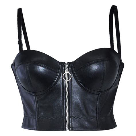 EHQJNJ Bra For Women Push Up Black Pu Leather Bras For Women Push Up