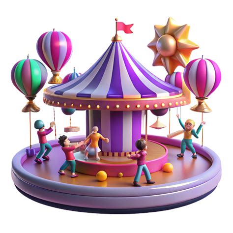 wonderful artistic Carousel Fun Kids' Playland with Hot Air Balloons