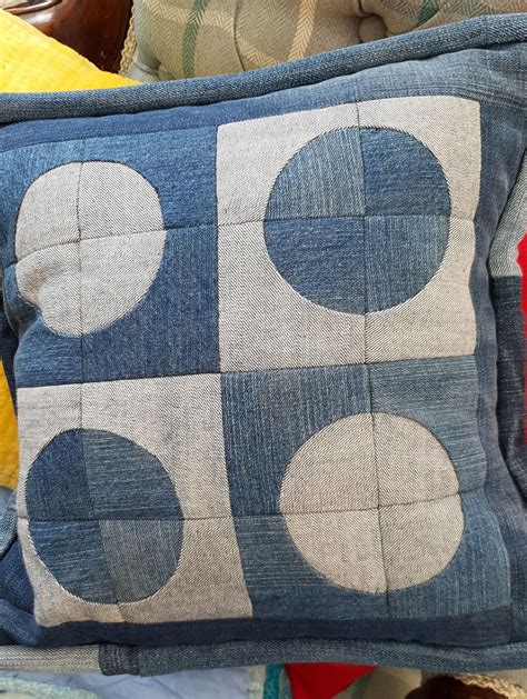 Recycled Denim Patchwork Cushion Cover Etsy Patchwork Cushion