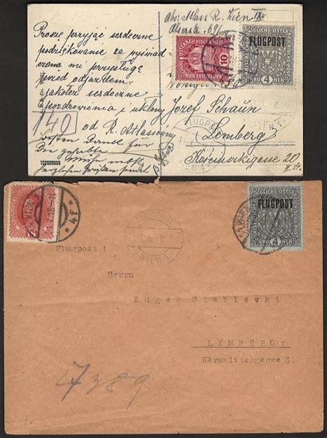 Poststück Österr Flugpost 1918 Partie Wien Lemberg mit