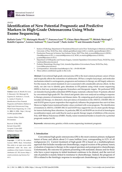 Pdf Identification Of New Potential Prognostic And Predictive Markers