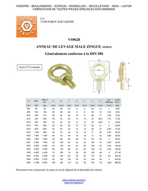 Anneau De Levage Male M Acier Zingu Vis Expresss