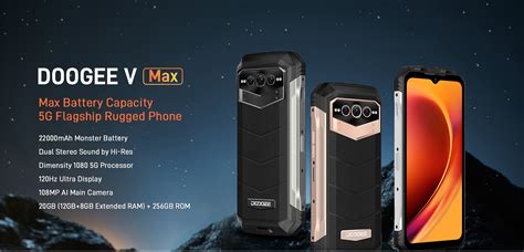 Doogee V Max Rugged Smartphone 12 256GB Android 12 5G NFC Night