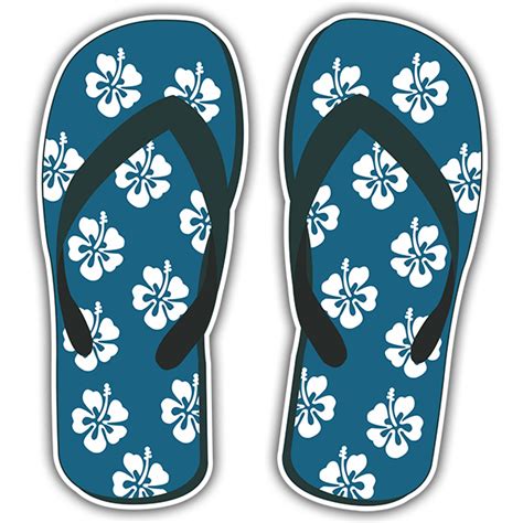 Aufkleber Blaue Flip Flops mit Hibiskusblüten WebWandtattoo