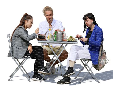 three people sitting in a cafe and eating - VIShopper