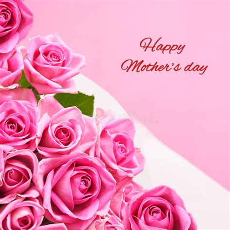 Greeting Card with Beautiful Pink Roses on Mother`s Day Stock Photo ...