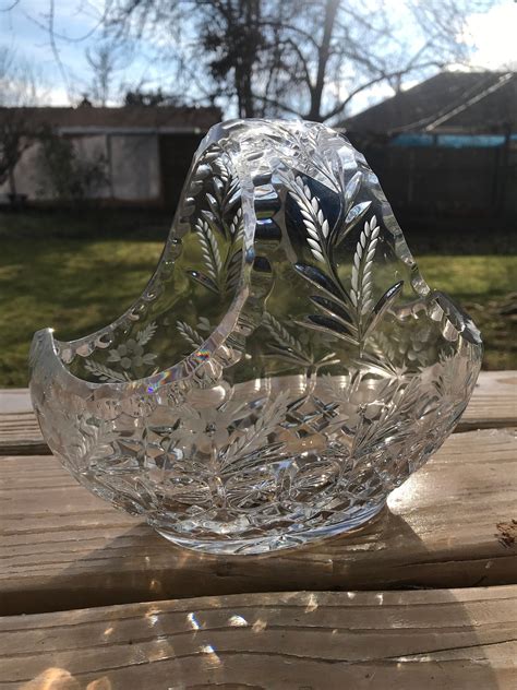 Genuine Crystal Fruit Basket Bowl With Wide Handle Etsy