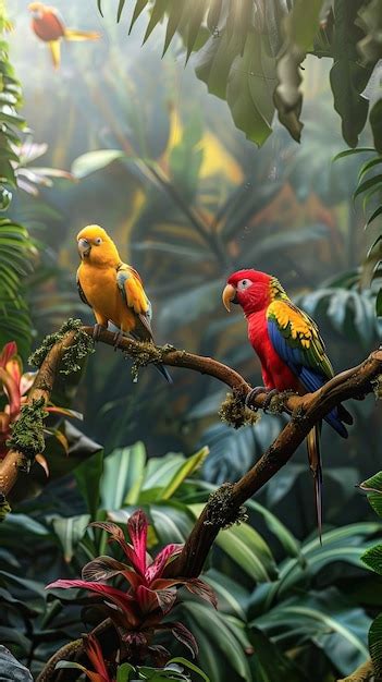 Colorful Tropical Birds in Rainforest | Premium AI-generated image