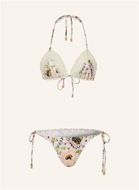 ZIMMERMANN Triangel Bikini HALLIDAY In Creme Rosa Hellorange