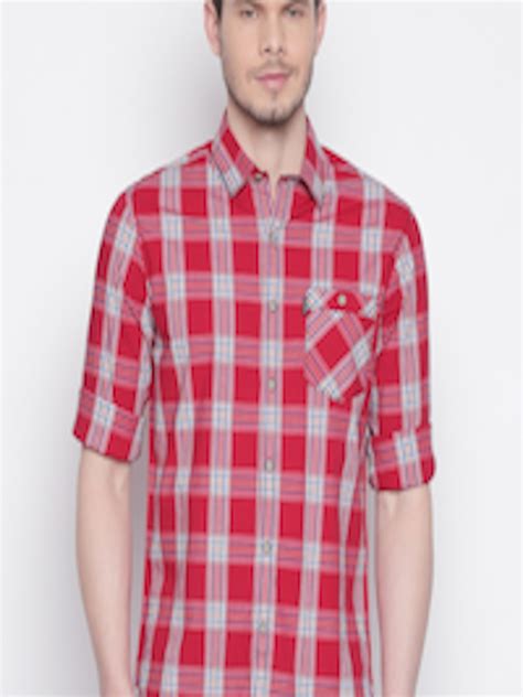 Buy Mufti Men Red Slim Fit Checked Casual Shirt Shirts For Men