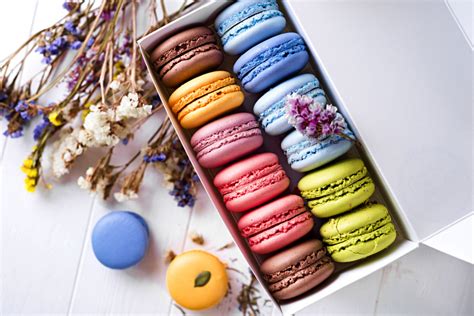 Box Of French Macarons And Dried Flowers Jigsaw Puzzle In Food Bakery