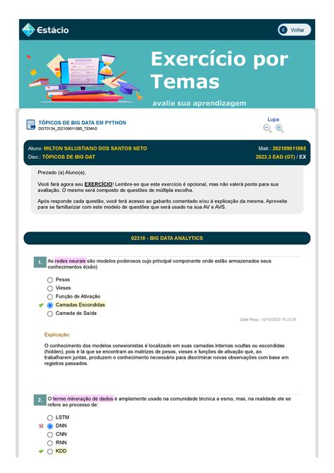 Big Data Analytics Exerc Cio Por Tema Exerc Cio Por Temas Avalie