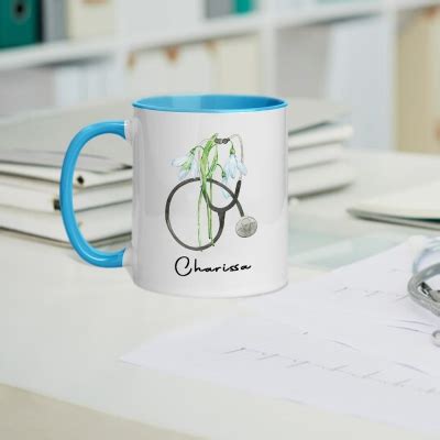 Personalized Stethoscope Birth Flower Nurse Mug Oz Ceramic Mug