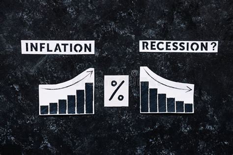 Inflation And Recession Text With Percentage Symbol And Charts Showing