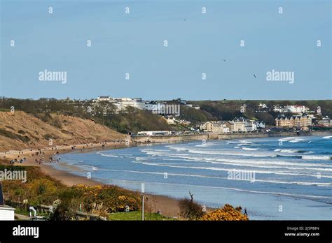 Looking North Along The Beach To Filey Town Filey Bay Yorkshire East