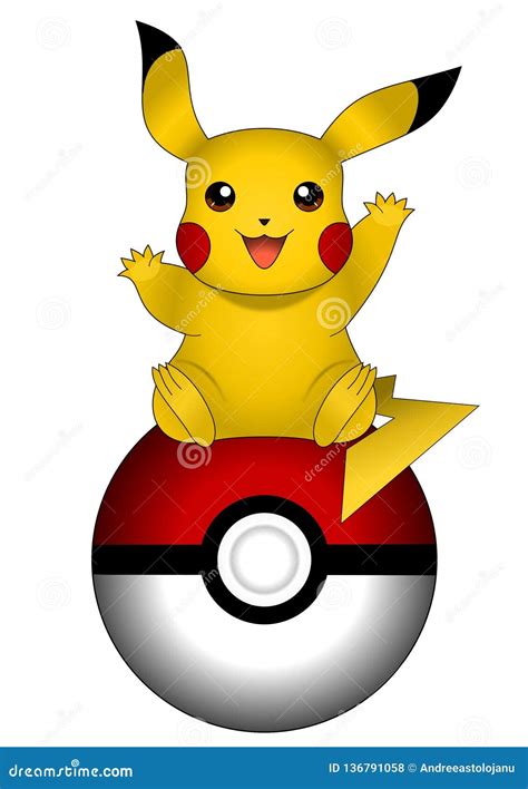 Vector Illustration Of Pikachu On Pokeball Isolated On White Background