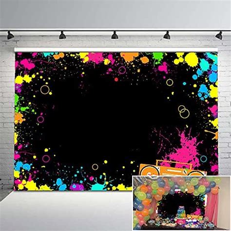 Avezano Lets Glow Backdrop Splatter Glow Neon Birthday